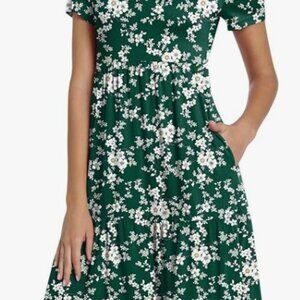 Tshirt Sun Dress with pockets Green Floral Size Small